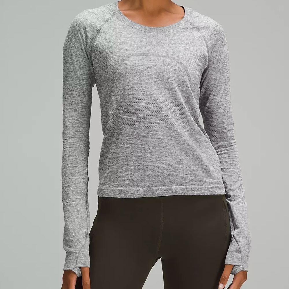 NWT Lululemon Swiftly Tech Long-Sleeve Shirt 2.0 Race Length - Slate/White